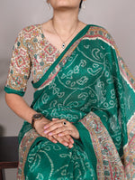 Load image into Gallery viewer, Daya Green Silk Saree | Shoppers Trend
