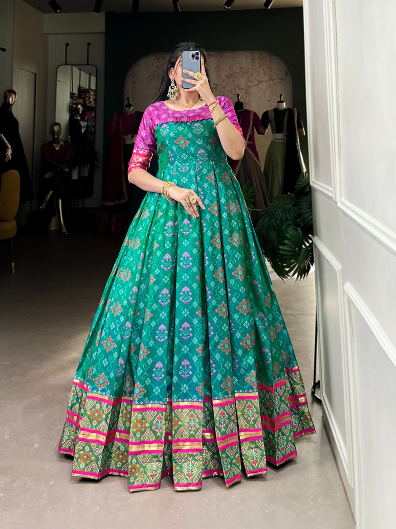 Pooja Jacquard Silk Gown | Shoppers Trend