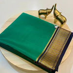 Load image into Gallery viewer, Dark Sky Pure Semi-Mysore Silk Saree with zari weaving. 6.3m length. Machine washable. Includes matching blouse piece , Navy Border with Zari Weaving Work Fully Lightweight Saree.
