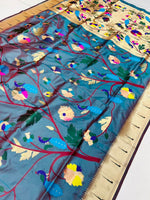 Load image into Gallery viewer, Dark sky soft Silk sarees with price and  online shopping price under 3000 . this fabric very softness and smooth , this saree offers unmatched comfort and a luxurious feel, this saree most useing Chennai, Coimbatore, Hyderabad .
