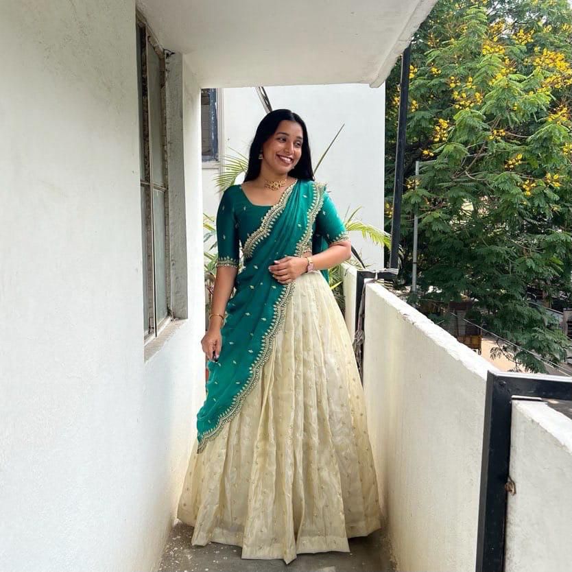 Dark sky tissue silk lehenga choli online , Gold zari dark sky lehenga with voni , Traditional dark sky half saree lehenga , South Indian dark sky lehenga choli set , Dark sky tissue silk lehenga for special occasions , Dark sky lehenga choli with embroidered dupatta , Buy dark sky half saree under ₹2000.
