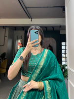 Load image into Gallery viewer, Tina Tussar Silk Dark Sky  Dhavani Set | Langa Davani Set | Half-Saree | Shoppers Trend
