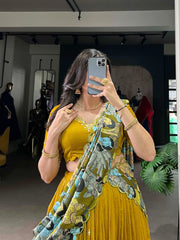 Stay stylish and comfortable with this Ekta Vichitra Silk Half-Saree | Davani Set | Shoppers Trend. Made from high-quality Vichitra Silk, this stitched lehenga features sequins and thread embroidery work with a beautiful Kalamkari print border. The inner lining is made from micro cotton under 2999 .