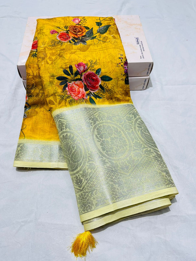 Aarini Linen Cotton Saree | Shoppers Trend