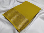 Load image into Gallery viewer, Trendy Dark Yellow Pure Viscose Silk Saree Price and Online Shopping Price Under 1000 , Sarees For Weddings , Gold Zari Weaving Silk Saree . Traditional Look Most Of Party Wear Under 999 . 
