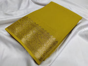 Trendy Dark Yellow Pure Viscose Silk Saree Price and Online Shopping Price Under 1000 , Sarees For Weddings , Gold Zari Weaving Silk Saree . Traditional Look Most Of Party Wear Under 999 . 