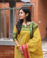 Load image into Gallery viewer, Tulasi Pure Kanchi Cotton Yellow Kurti | Shoppers Trend
