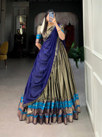 Load image into Gallery viewer, Gary color poly cotton dhavani set | half-saree | davani set | langa voni shop now - Shoppers Trend 
