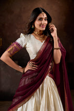 Load image into Gallery viewer, Buy Zari Weaving Lehenga Online , Traditional Poly Cotton Lehenga Set for Women , Elegant Zari Work Lehenga with , Shop Designer Chex Weaving Lehenga at Best Prices Under 1499 .  
