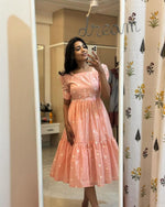 Load image into Gallery viewer, Drashti Maska Cotton Light Orange Dress | Shoppers Trend
