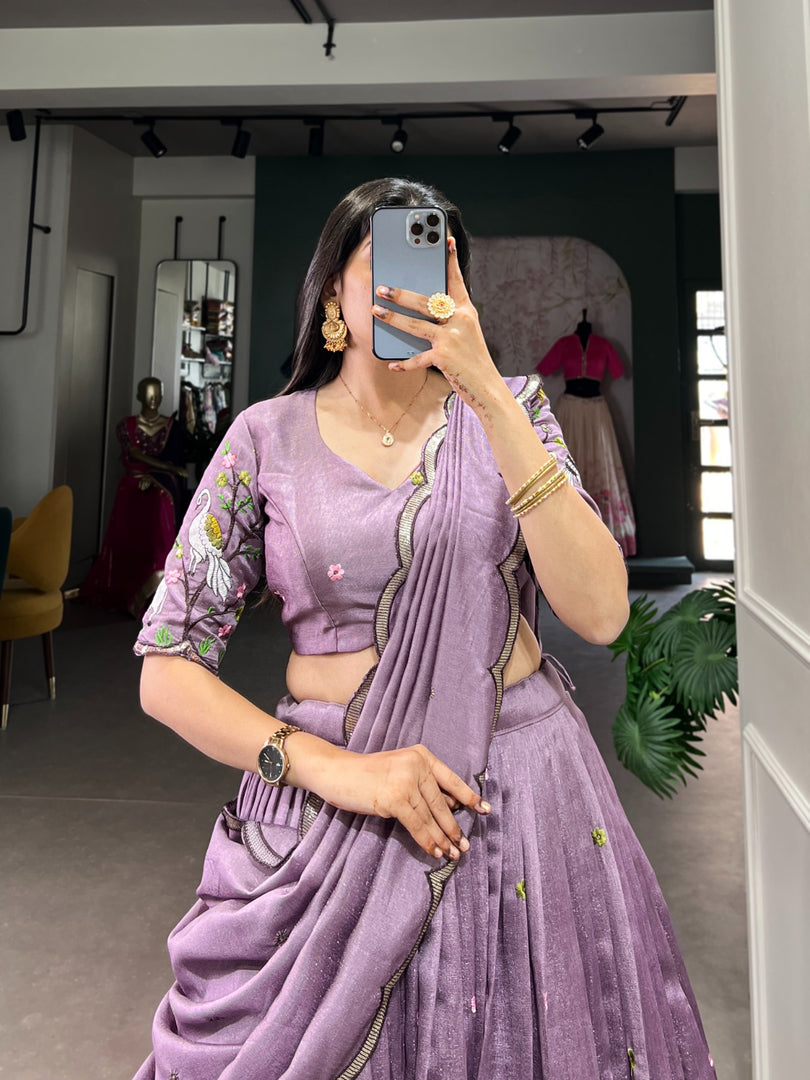 Priya Vichitra Simmer Gajari Dhavani Set | Langa Davani Set | Half-Saree | Shoppers Trend