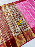 Load image into Gallery viewer, Gold Kanchipuram Handloom Tissue Weaving Silk Saree In Mainly Manufacturing Tamil Nadu in India . Gold Kanchipuram Handloom Tissue Weaving Silk Gold Saree Premium and under 1999 .
