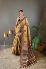 Load image into Gallery viewer, Dhanvi Pure Soft Cotton Tussar Silk Saree | Shoppers Trend
