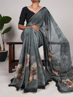Load image into Gallery viewer, Step into elegance with this beautifully crafted Floral Georgette Saree, featuring a delicate lace border. Perfect for festive occasions, casual gatherings, and special events . this fabric traditional look for woman daily wear collection .

