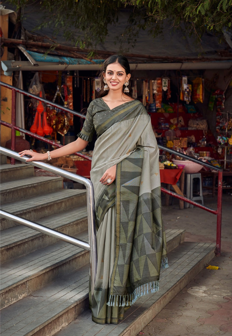 Khusi Soft Kolkata Tussar Bech Saree | Shoppers Trend