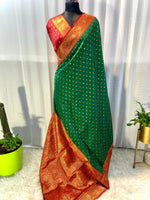 Load image into Gallery viewer, Green Color Pure Soft Paithani Silk Sarees With Wedding Best Choise price and Online Shopping Price Under 2000 . Explore our stunning Green Pure Soft Paithani Silk Saree, crafted from premium Pure Soft Paithani Silk fabric for a luxurious feel. Perfect for weddings, parties, and special occasions, this saree offers unmatched elegance, vibrant color, and a soft, smooth drape. Traditional Look Or 2024-25 , 2025-26 . 
