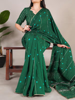 Load image into Gallery viewer, Green Viscose Chanderi Saree Price and Online Shopping Price Under 1500 . It Is rayon fabric made from wood pulp that is used as a silk substitute Real Viscose Chanderi Fabric Ready For It . Look For Weddings and Party Wear Collection In 2024-25 . 
