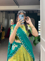 Load image into Gallery viewer, Green color kanjivaram color dhavani set , half-saree , langa voni and dhavani set under price 1299! - Shop now shoppers trend . 
