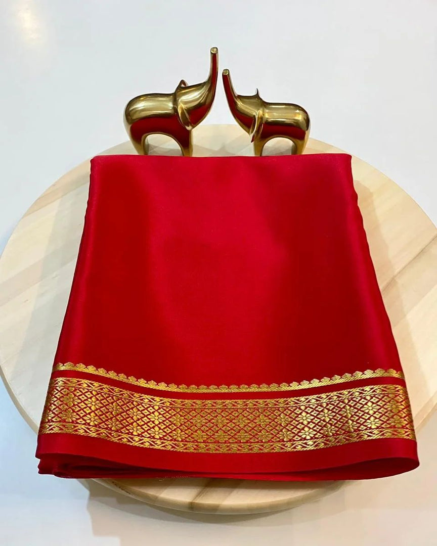 Gulab Red Wonderful semi mysore silk sarees with price and online shopping price under 1000 . this fabric semi mysore silk saree mainly manufacturing mysore district in Karnataka . 