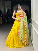 Load image into Gallery viewer, Shivay Georgette Yellow Dhavani Set | Langa Voni | Shoppers Trend
