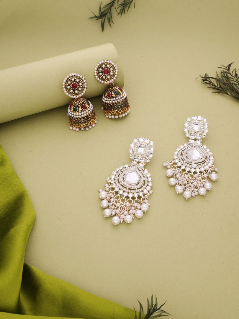 Aadvika Stones Cluster Jhumka Earrings | Shoppers Trend