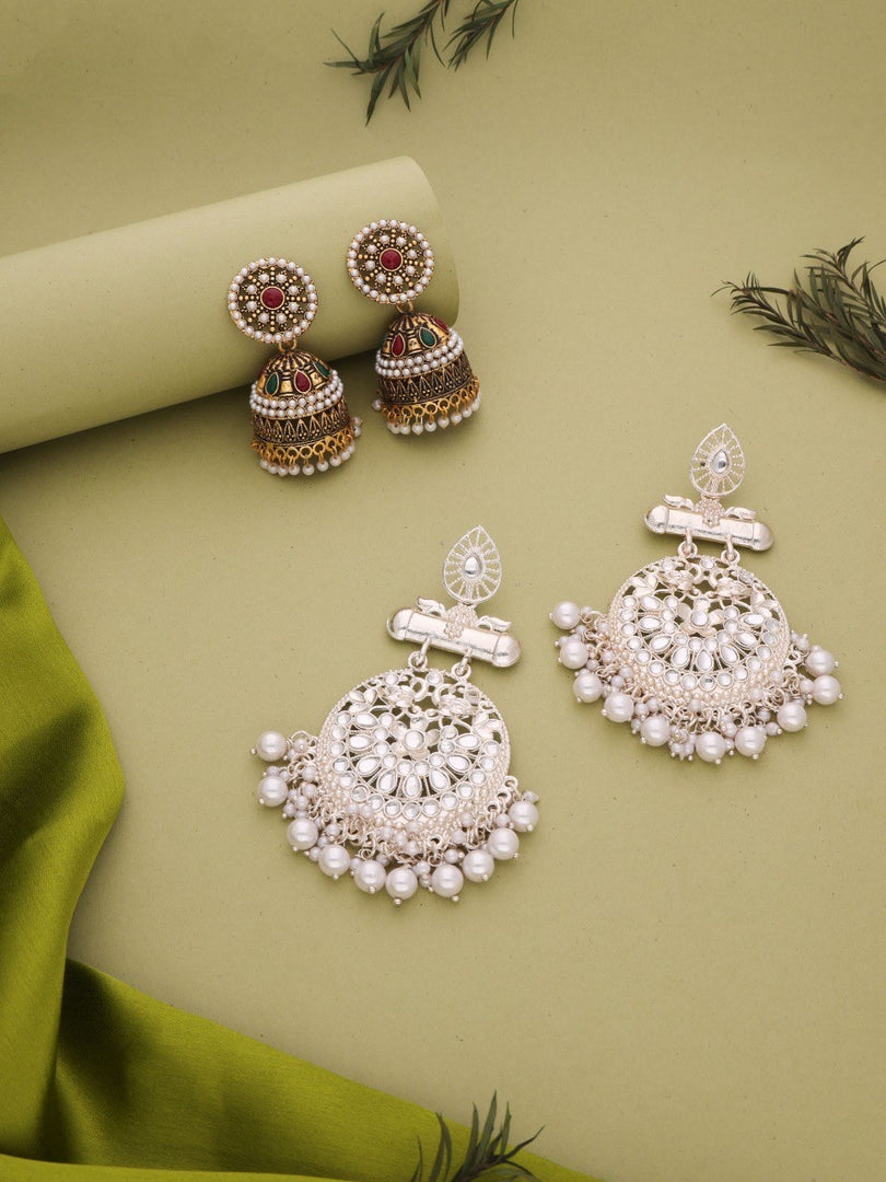 Aadvika Stones Cluster Jhumka Earrings | Shoppers Trend