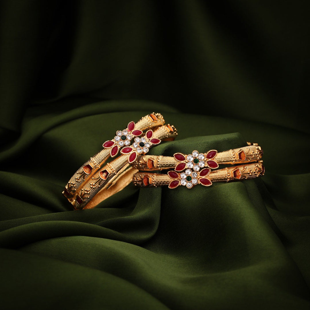 Suhani Gold Finish WIth Stone Bangles | Shoppers Trend