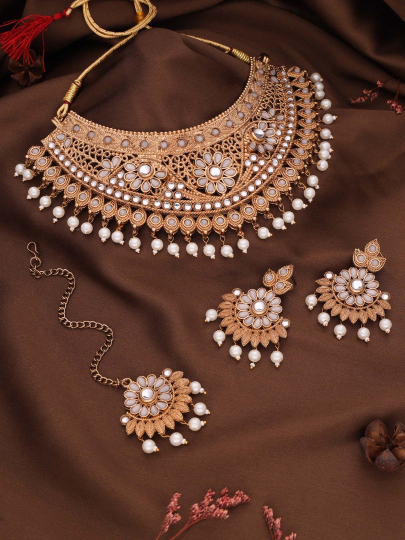 Anaya Gold Finish Jewelry Set – Elegant Necklace and Earrings | Shoppers Trend