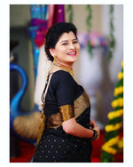 Load image into Gallery viewer, Ravina Soft Lichi Silk Black Jacquard Saree | Shoppers Trend
