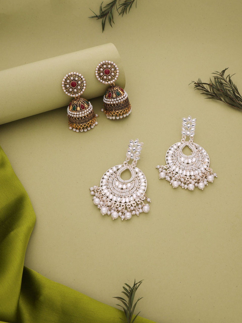 Aadvika Stones Cluster Jhumka Earrings | Shoppers Trend