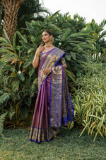 Load image into Gallery viewer, Low Price Original Kanchipuram Handloom Pattu Weaving Silk Saree with price Under 1999 . Dark-Rani Kanchipuram Handloom Pattu Weaving Silk Saree With Golden Zari Weaving Border.
