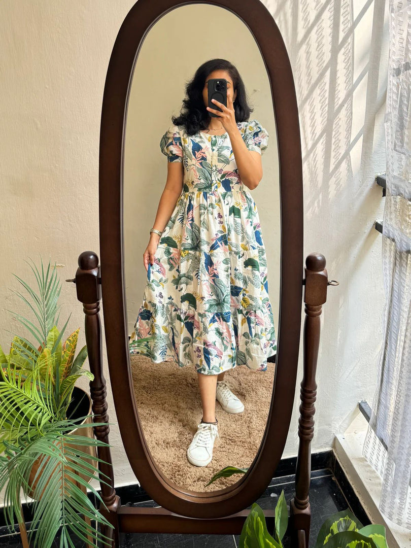 Light Blue With Multicolor Soft Muslin Dress With Price and Online Shopping Price Under 1000 . Experience comfort and charm with this Soft Muslin Dress. Designed with beautiful prints, short sleeves, and complete lining, it’s available in stunning Pink white and Light Blue White shades.