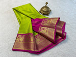Load image into Gallery viewer, Elegant Semi-Mysore Silk Saree featuring Zari weaving. 6.3m length with matching blouse piece. Machine washable. Perfect for Pongal celebrations.

