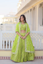 Load image into Gallery viewer, Aarihanta Pure Dyable Viscose Jacquard Dhavani Set | Langa Voni | Shoppers Trend
