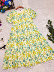 Esha Muslin Lime Green Dress | Shoppers Trend