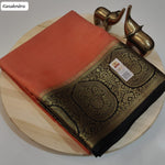 Load image into Gallery viewer, Light Orange semi mysore silk sarees price and Onlin eShopping price under 1000 . this fabric light orange color and gold zari weaving but black pattu most beautiful color and authentic look and this fabric 2024-25 . 
