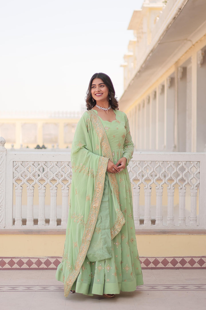 Deni Faux Georgette Anarkali | Shoppers Trend