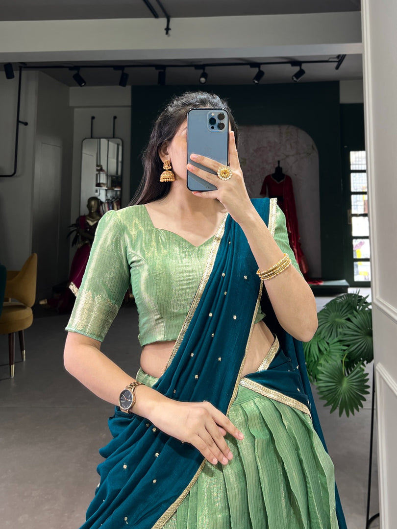 Reena Kanchipuram Davani Set / Langa Davani / Half Sarees | Shoppers Trend