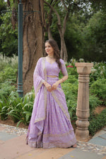 Load image into Gallery viewer, Light Purple Pure Dyable Viscose Jacquard Dhavani Set, Langa Voni , Davani Set and Half-Sarees With Price and Online Best Shopping Price Under 3000 . This Fabric Best Pure Fabric and Good Quality This Fabric Best For Weddings This Dhavani Set and Langa Voni , Traditionally Look For  Dhavani Set , half-saree 2025-26 . 
