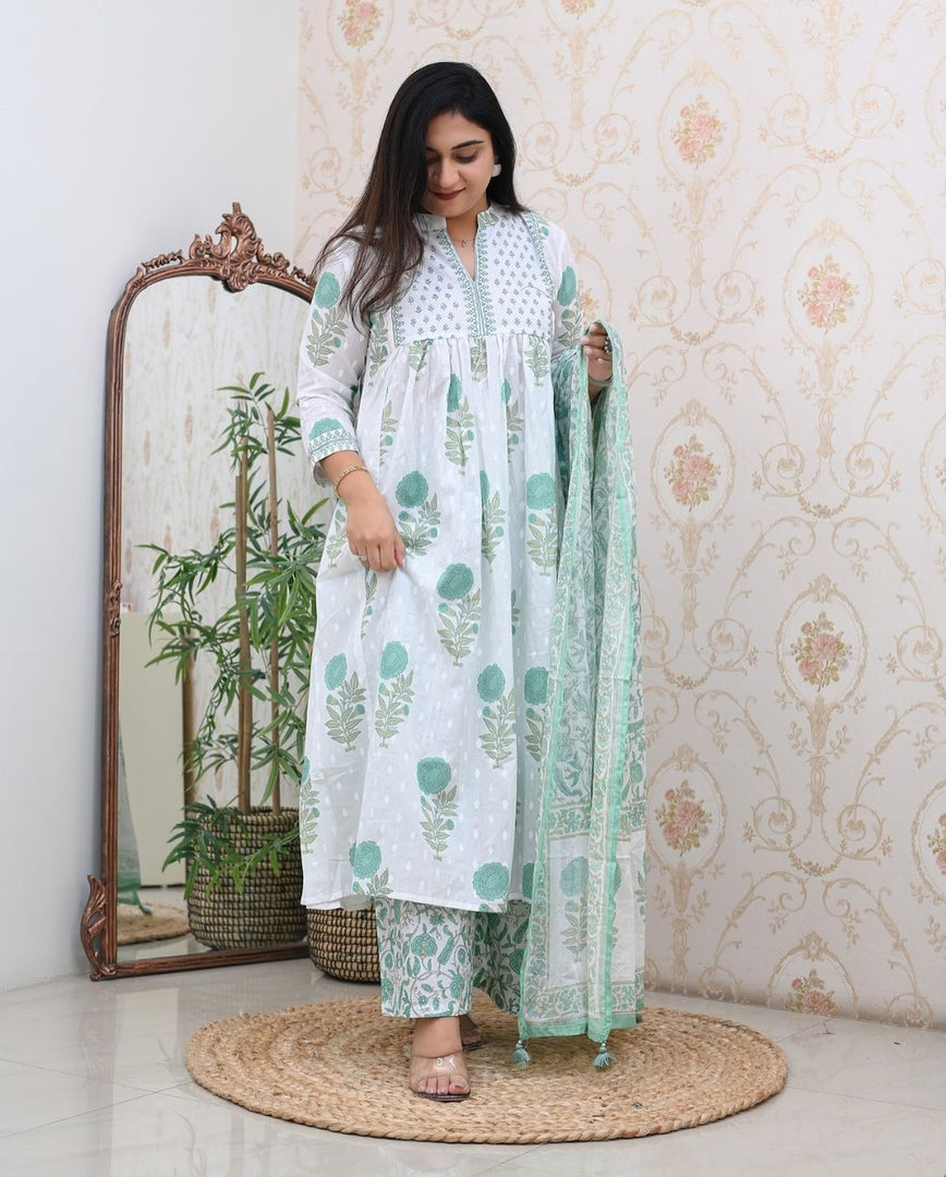 Light Sky Pure Cotton Kurti With Price and Online Shopping Price Under 2000 . this Fabric Soft and Heavy Kurti . It Include Pent and Dupatta this Heavy Fabrics. this Fabric Pure Cotton Light Sky Color Flower 🌸 this Fabric Added With Embroidery Handwork Working . This Traditional Look 2024-25 . 