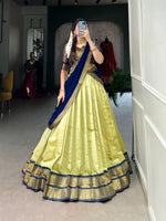 Load image into Gallery viewer, Light Yellow Kanchipuram Lehenga Choli With Georgette Dupatta  Shop Now Shoppers Trend...
