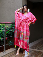 Load image into Gallery viewer, ✨ Stay stylish and comfortable with this Oversized Gaji Silk Kaftan, designed for effortless elegance. Whether you&#39;re heading to a beach vacation, casual outing, or a festive celebration, this kaftan is the perfect blend of luxury and comfort .This fabric heavy , Soft, lightweight &amp; breathable . 

