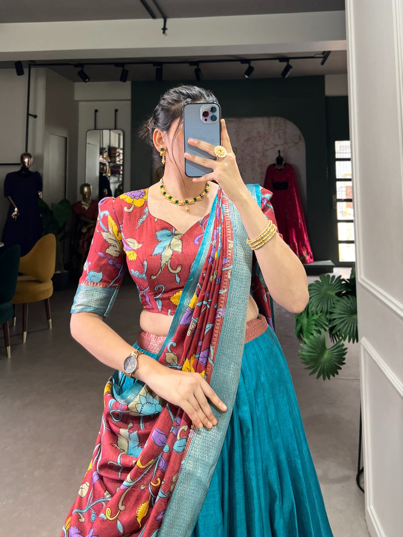 Nishali Dola Silk Dhavani Set | Langa Voni | Shoppers Trend