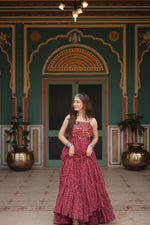 Load image into Gallery viewer, Jaisvi Faux Georgette Maroon Gown | Shoppers Trend

