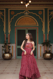 Jaisvi Faux Georgette Maroon Gown | Shoppers Trend