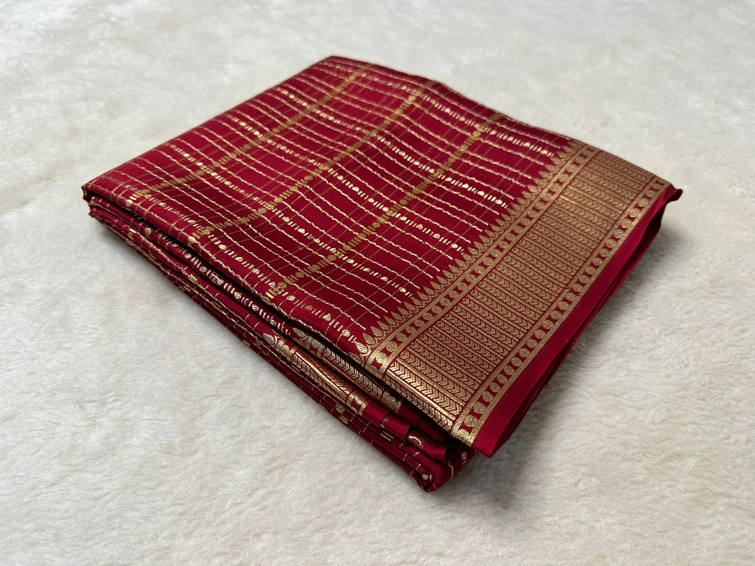 Pure Mysore Silk Saree Tradition Of Karnataka , Mainly Manufacturing Of This Type Of Pure Mysore Silk Saree In Mysore District In Karnataka , India , 