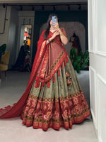 Load image into Gallery viewer, Kokila Tussar Silk Maroon Langa Voni  / Half Saree Set | Shoppers Trend
