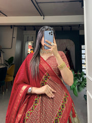 Maroon Tussar Silk Dhavani Set , Langa Voni , Davani , Half-Saree With Price and Online Shopping Best price Under 2500 . this Fabric Tussar Silk Saree Best Soft Silk and Maroon Dhavani Soft this Design Most Uniquely Designer Famous and This Fabric Rajavadi Pattern and Rich Border and Zari Weaving Work . 