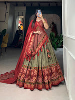 Load image into Gallery viewer, Kokila Tussar Silk Maroon Langa Voni  / Half Saree Set | Shoppers Trend
