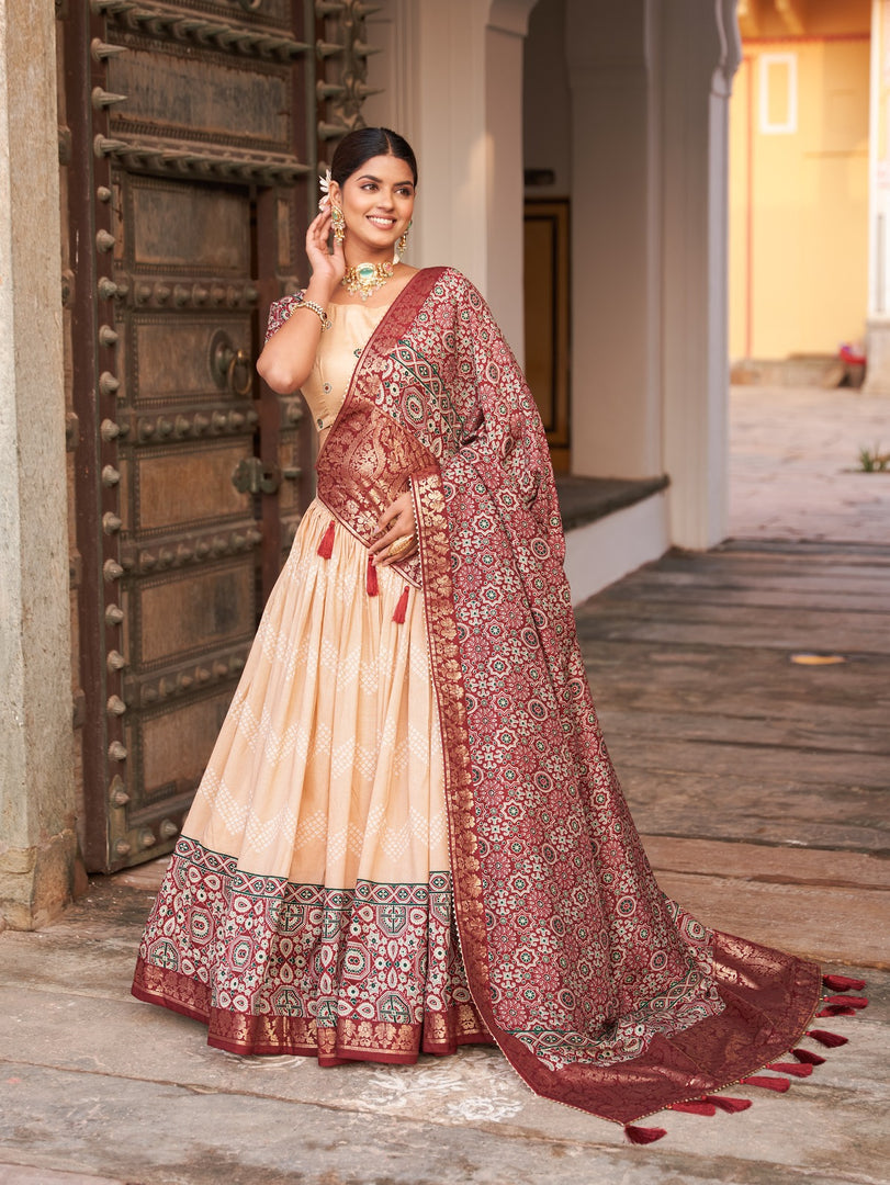 Bahula Tussar Silk Dhavani / Langa Davani / Half Sarees | Shoppers Trend
